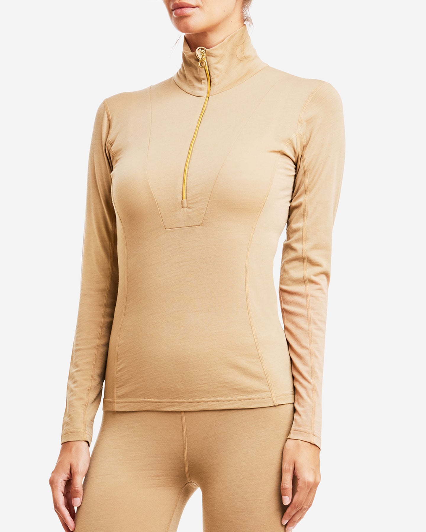 Sno Merino Base Layer ¼ Zip Women Nude