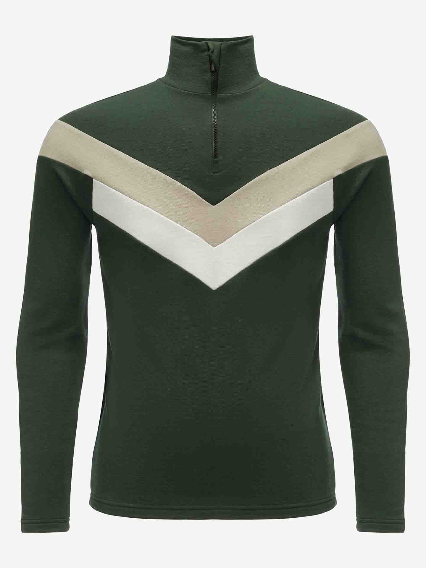 Voss Colblock 1/4 Zip Men Olive Green