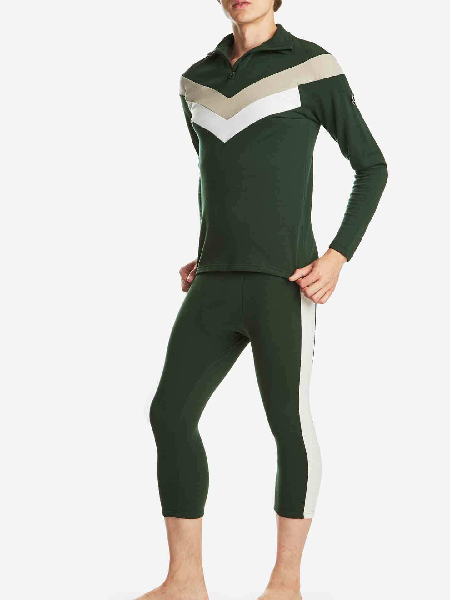Voss Colblock 1/4 Zip Men Olive Green