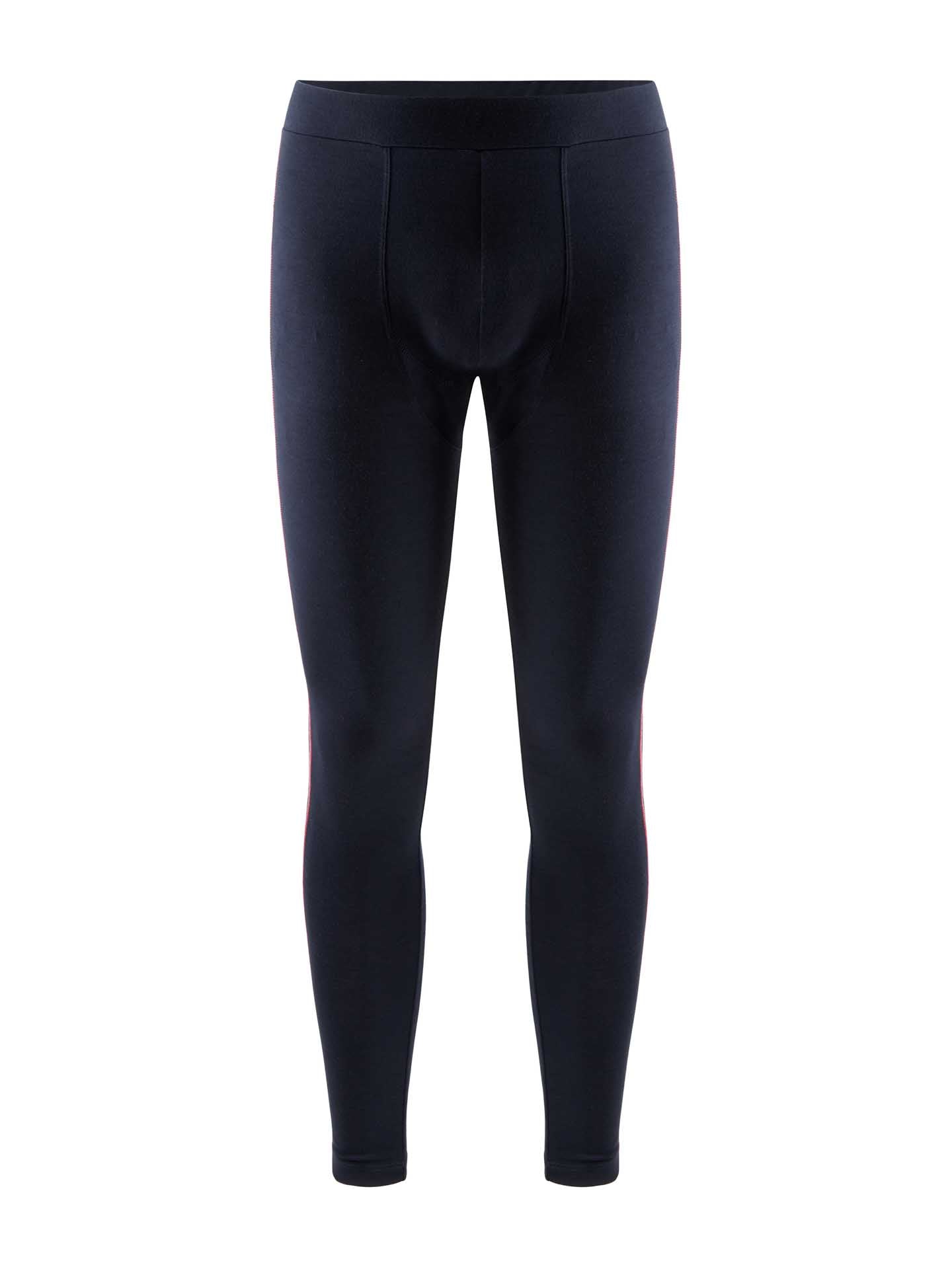 A pair of We Norwegians Sno Merino Long Johns Bottoms Men, shown against a white background. Crafted from Merino wool base-layers, these full-length leggings feature a fitted waist and stretchy material that's breathable and odor-resistant, epitomizing Scandinavian luxury base-layers.