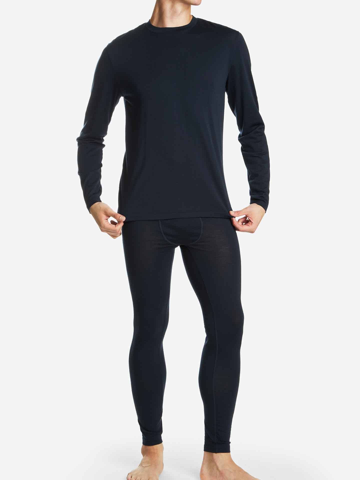 Men's Thermal Jersey Long Sleeve WOOL COTTON Underwear T-Shirt V NECK