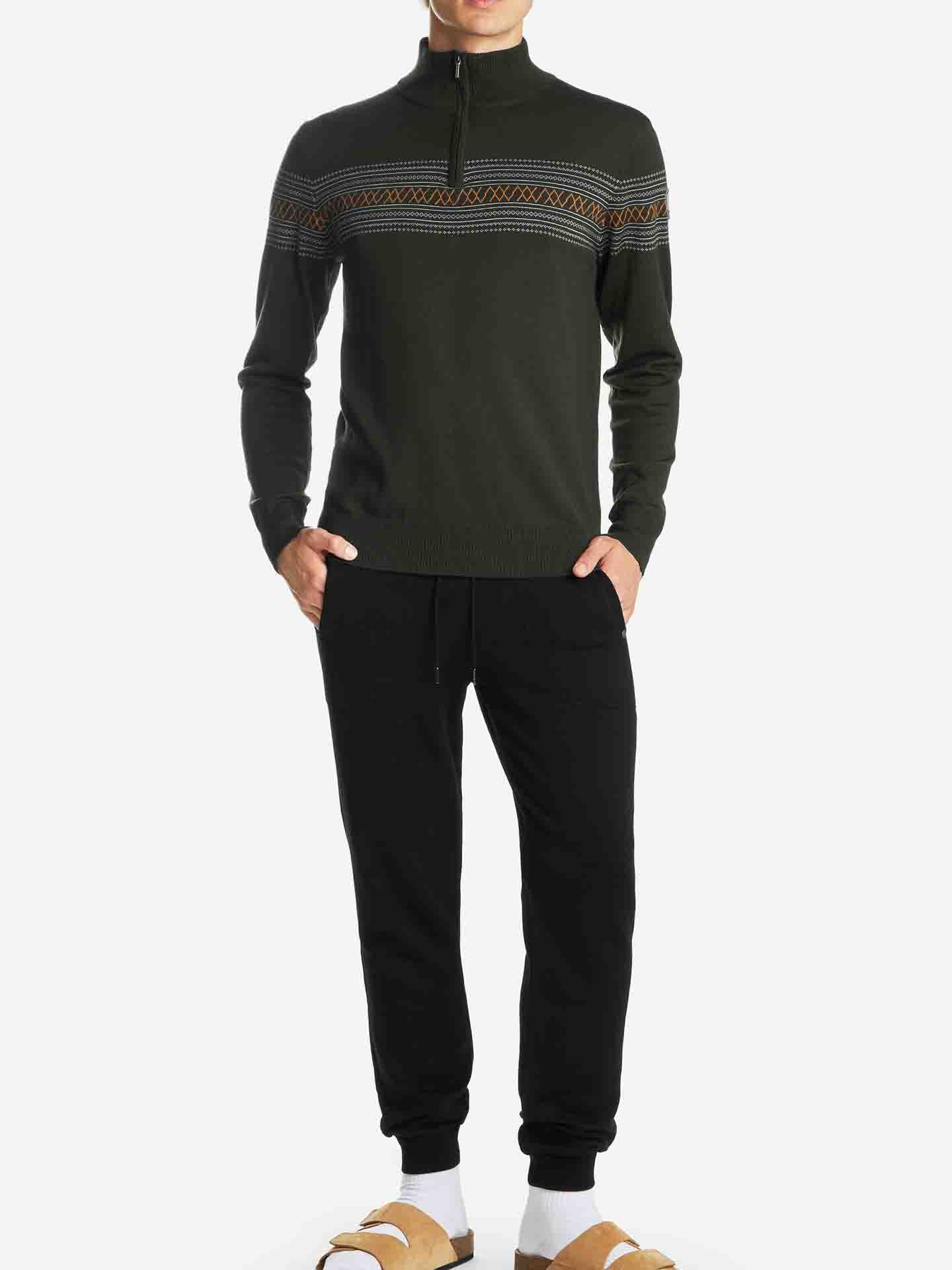 Signature 1/4 Zip Men Olive Green