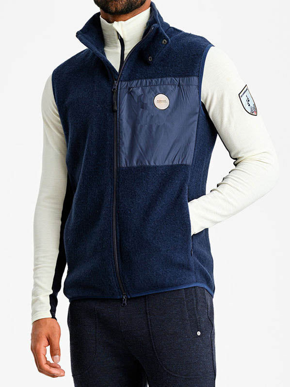 Fonna Wool Fleece Vest Men Navy