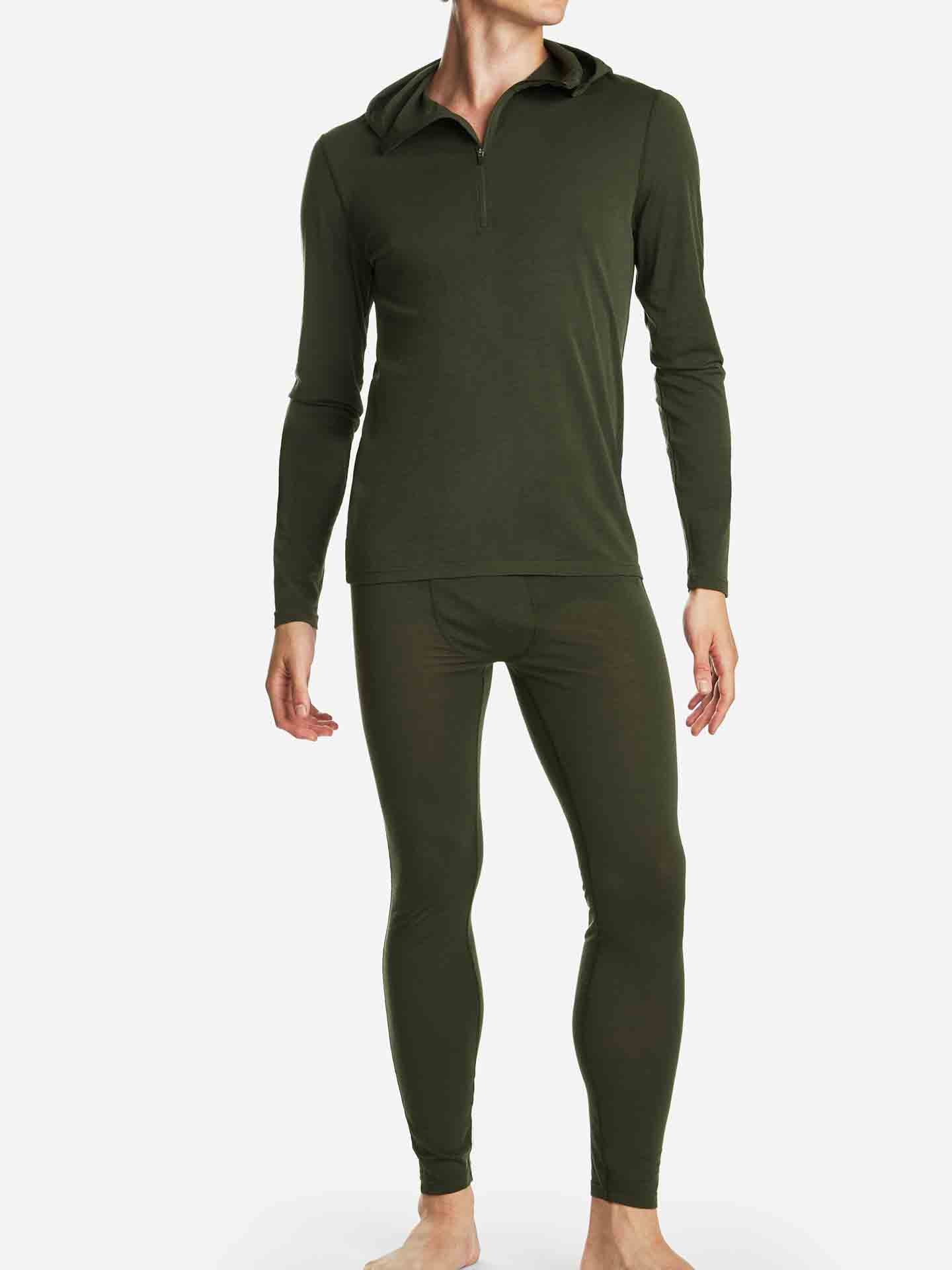 Sno Merino Base Layer Hoodie Men Dark Green