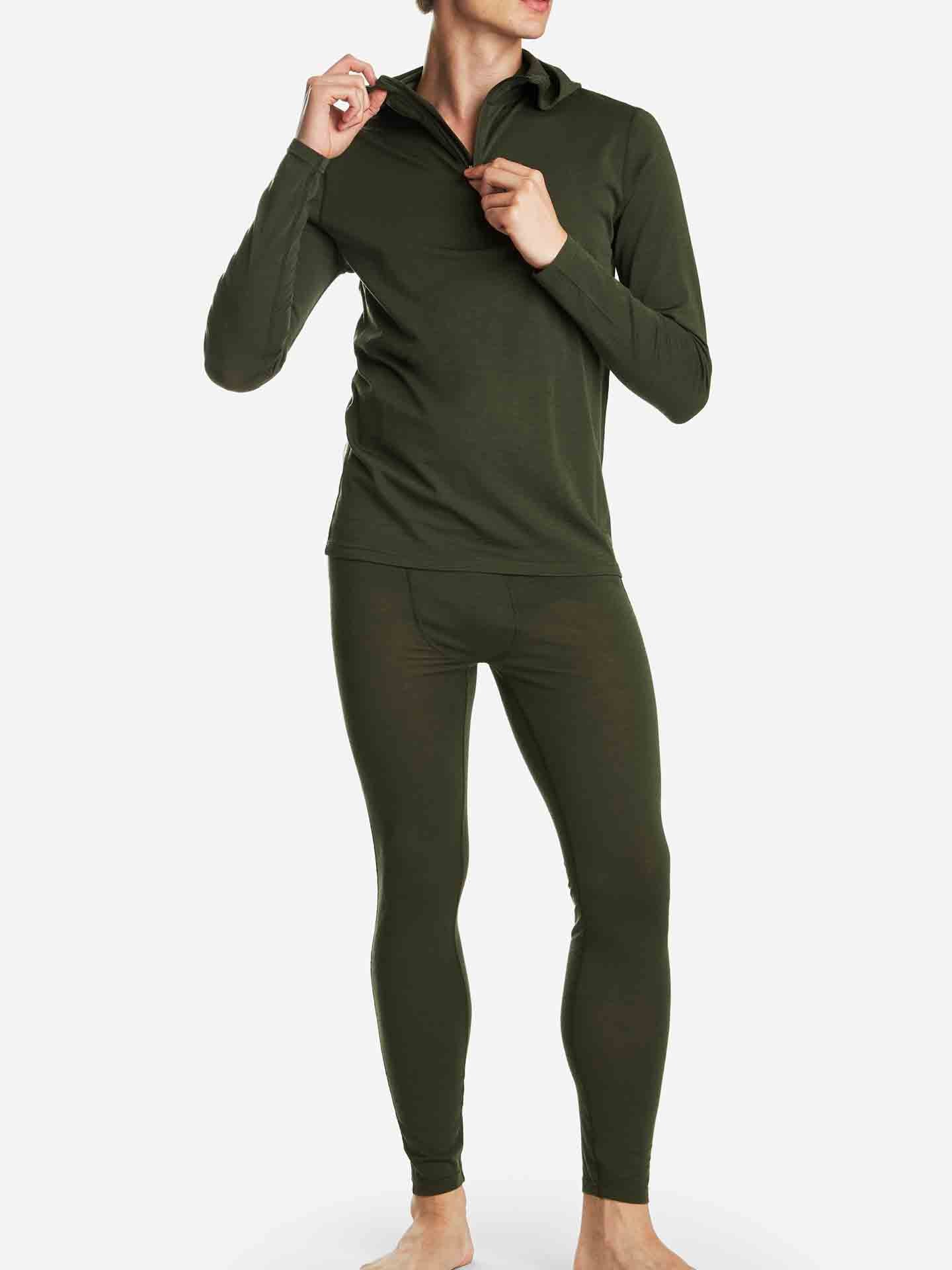 Sno Merino Base Layer Hoodie Men Dark Green
