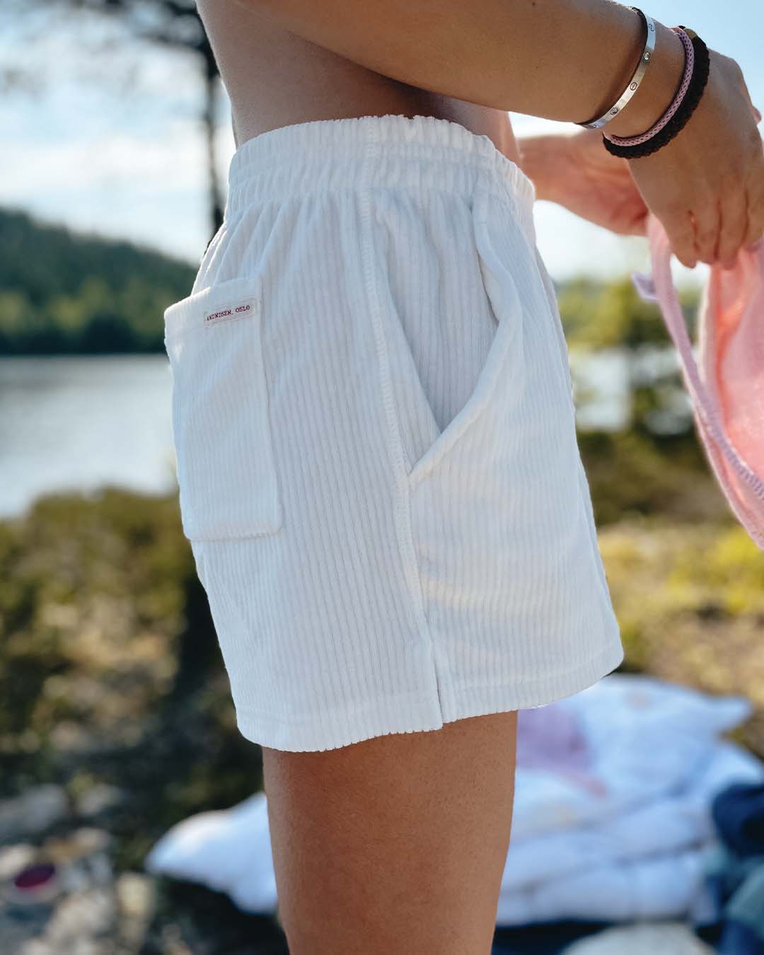 4 Incher Comfy Cord Shorts Womens - White