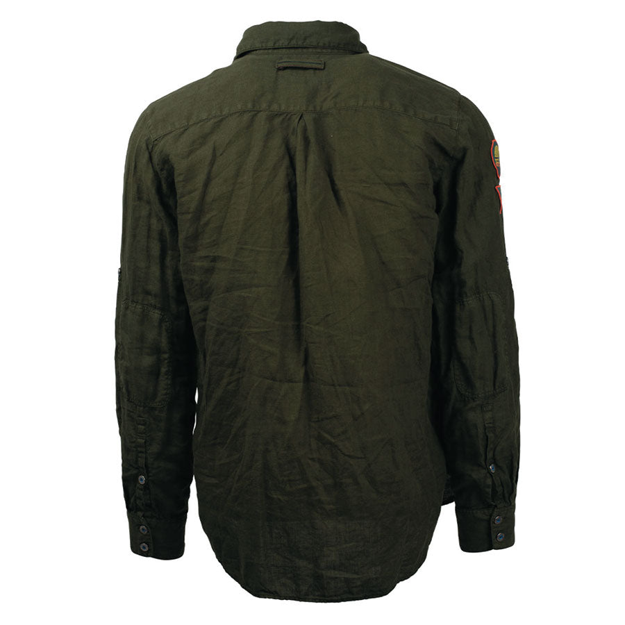 Safari G. Dyed Linen Shirt Mens - Olive