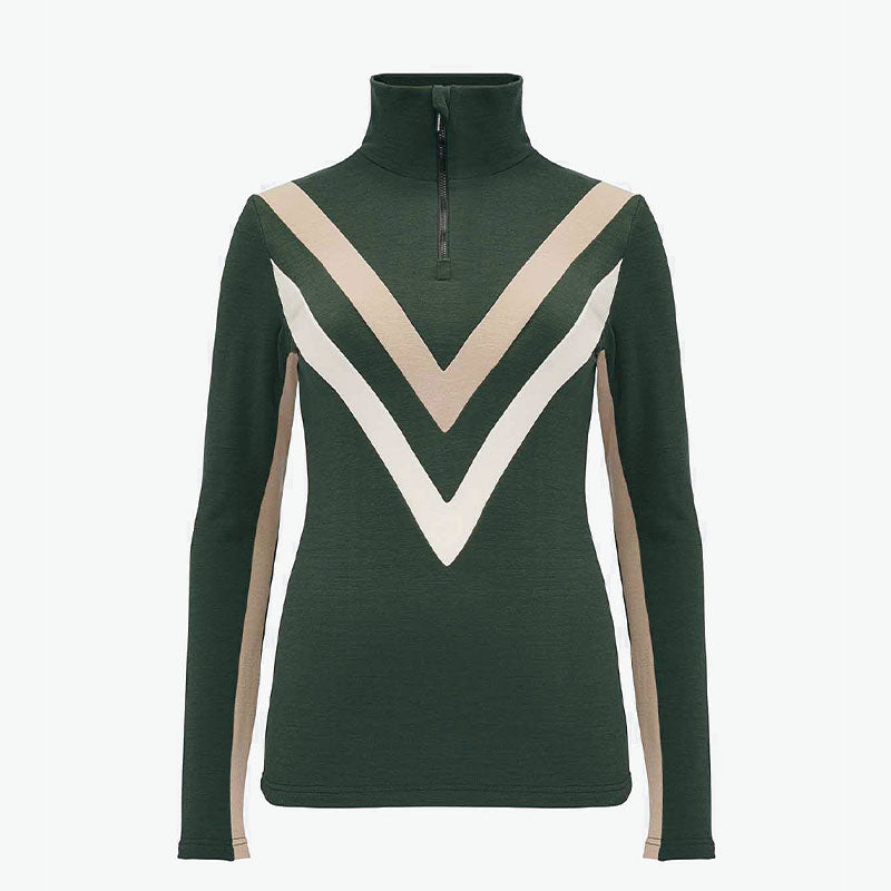 Voss Chevron 1/4 Zip Women Dark Green