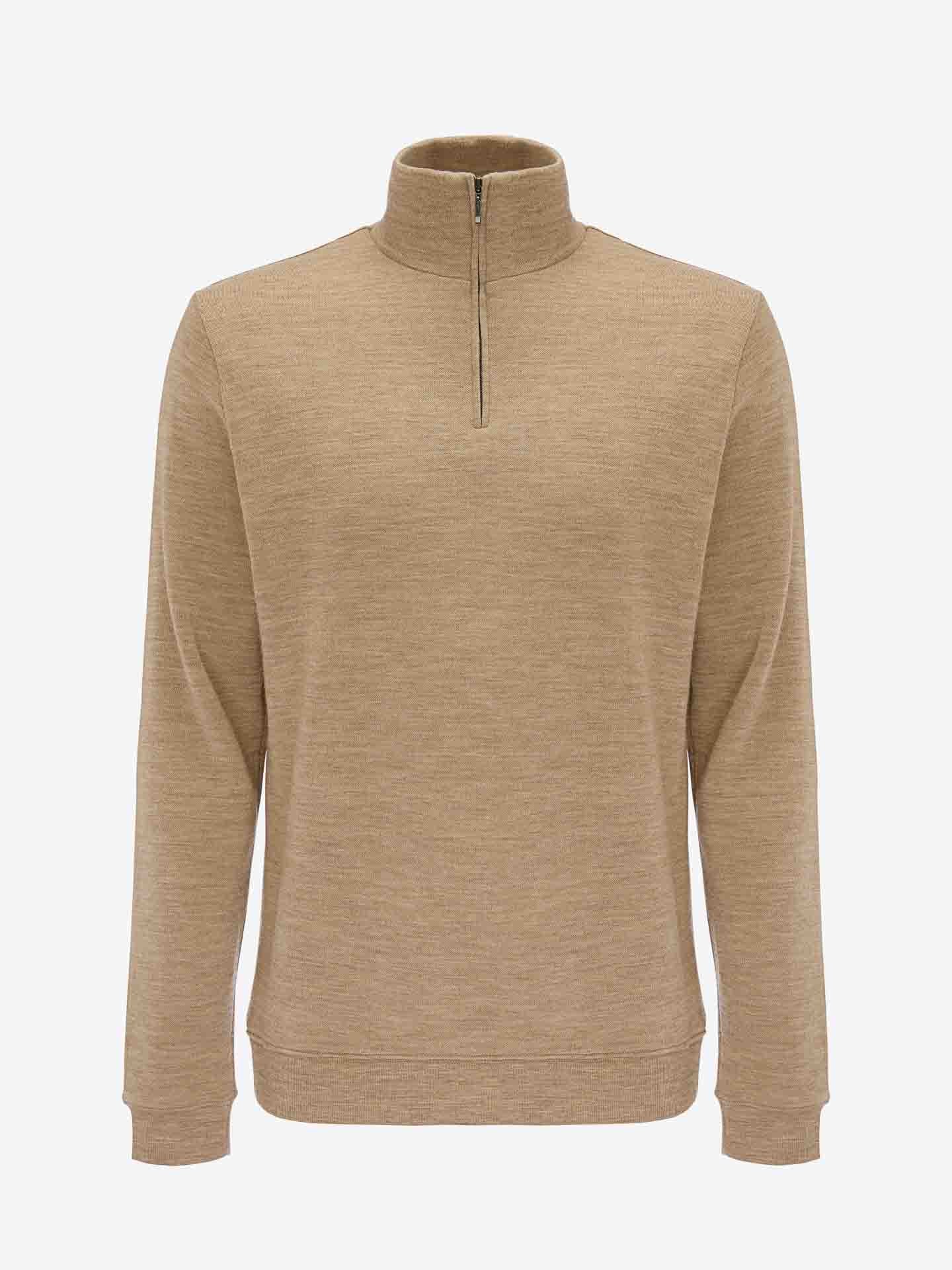 New York Portabella: beige and brown zip up shops sweater for men