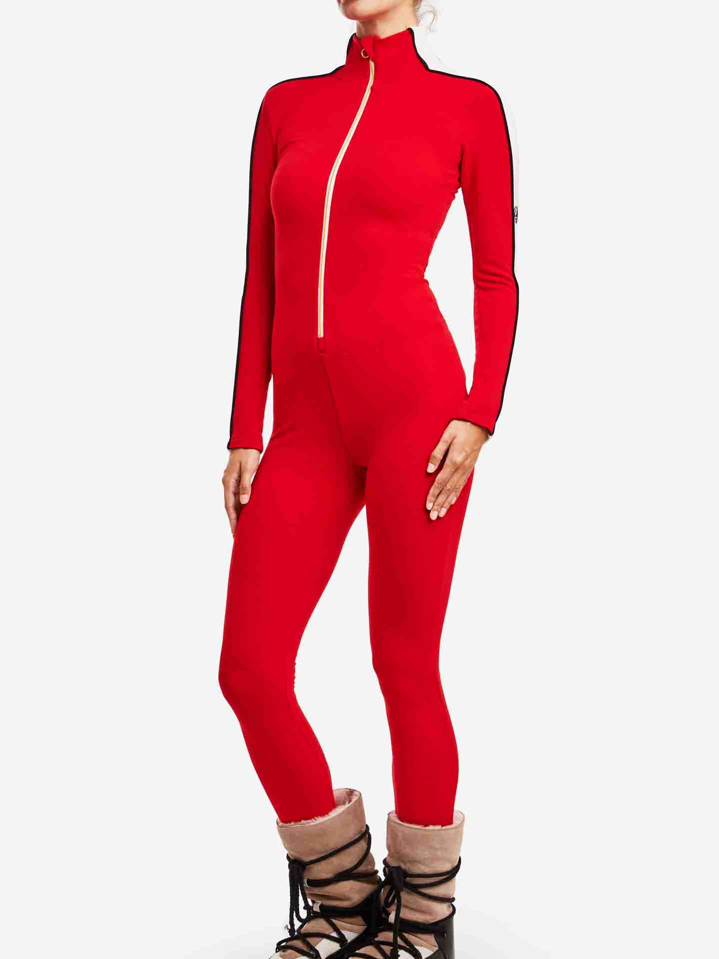 Ski Jumpsuit Racer Stripe Women Red