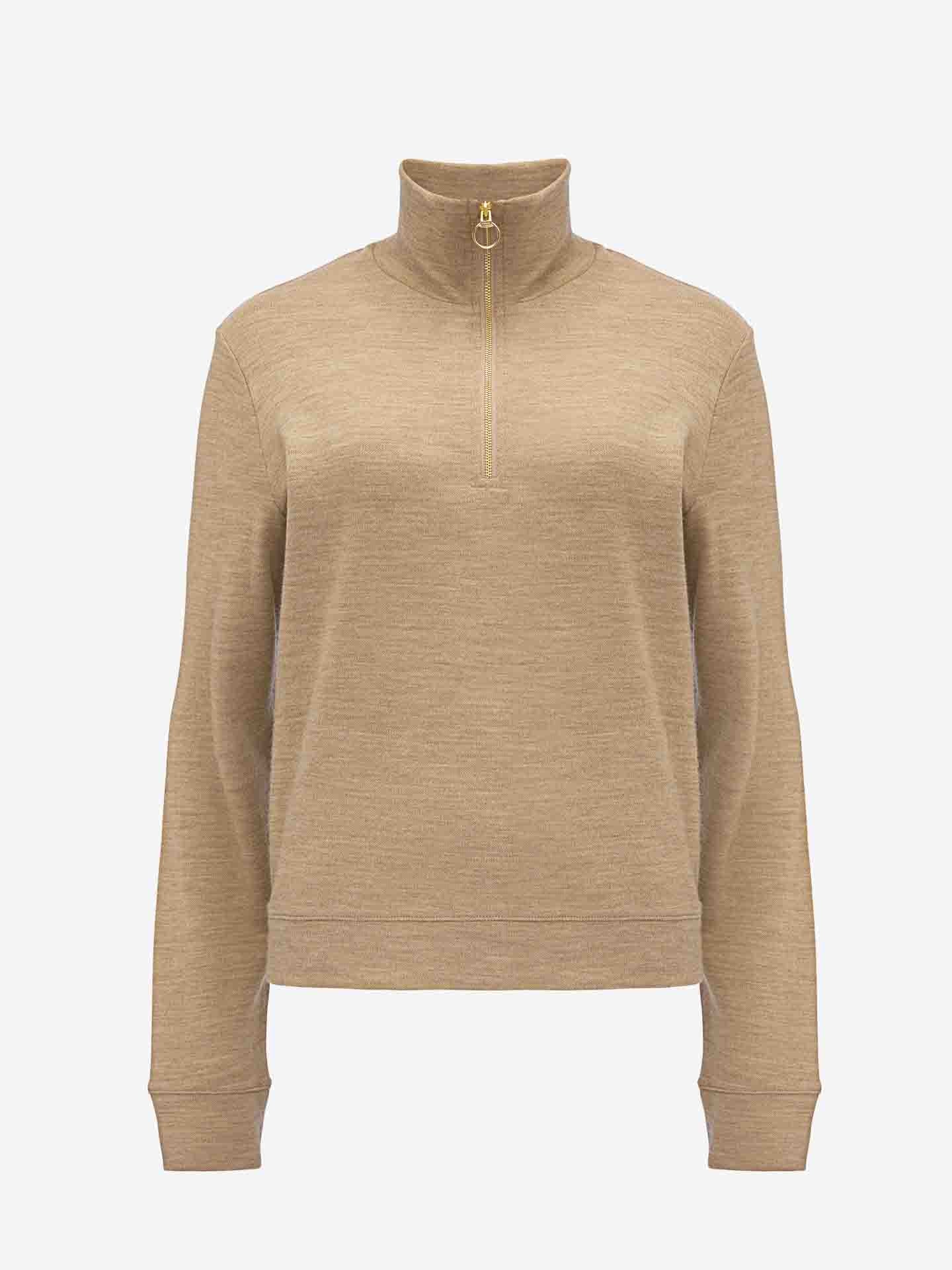 Tind Zip Up Sweater Women Camel