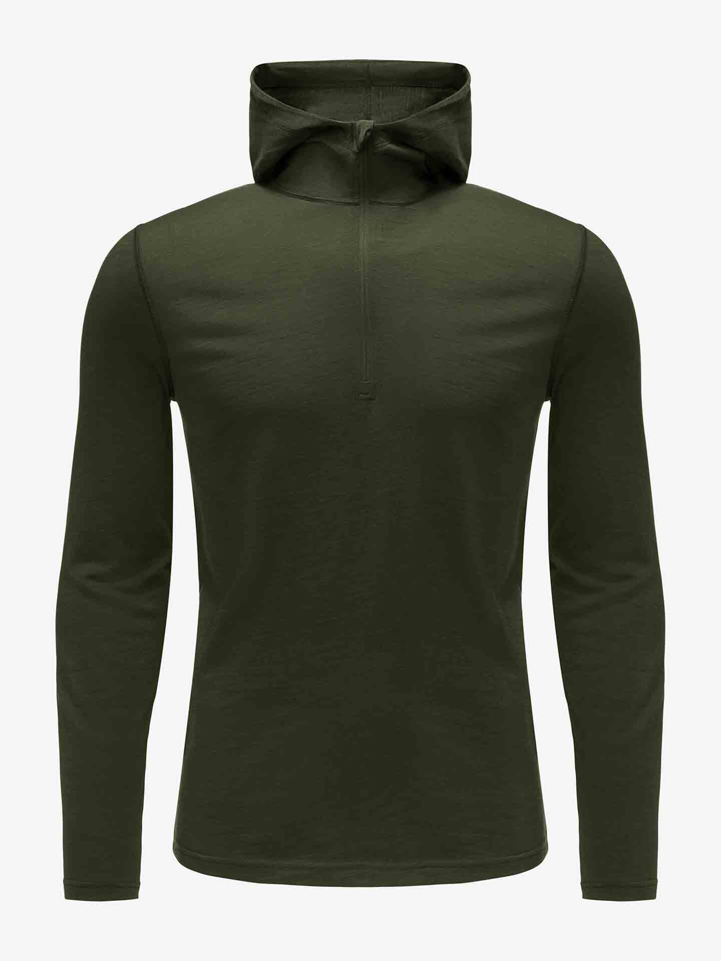 Sno Merino Base Layer Hoodie Men Dark Green