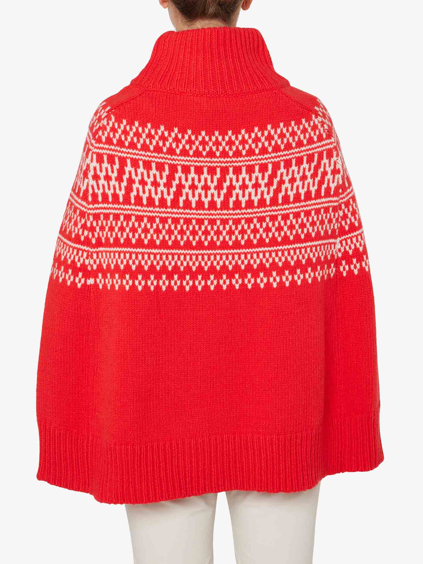 Saint James Made In outlet France Red Wool Dralon Alpaca Knit Sweater Poncho Cape