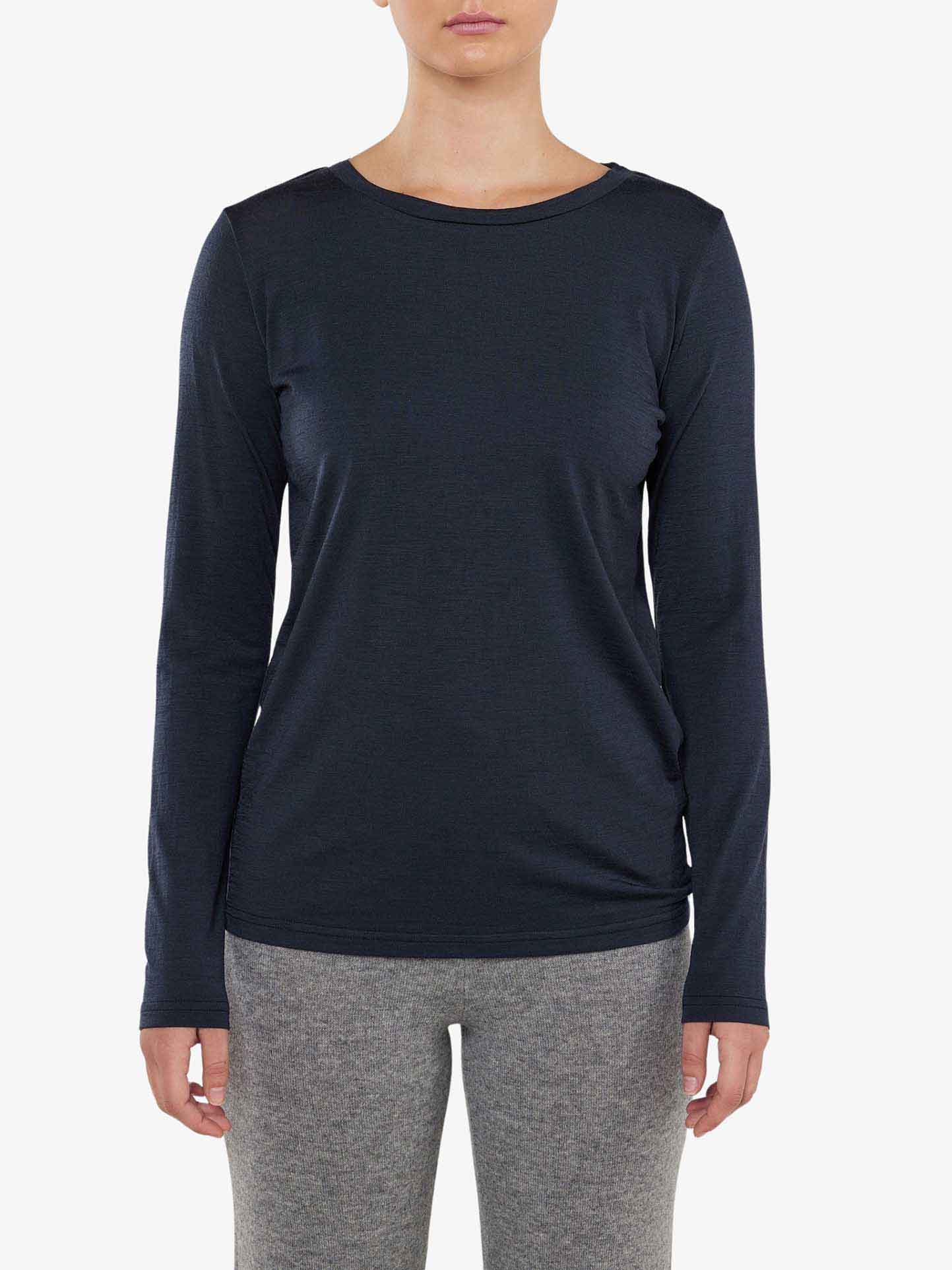 Women’s Long Sleeve Shirt, Crewneck Sweatshirt, Organic Merino Wool Pull Over, Fall Sweater, Ladies Lounge Wear, deals Sustainable Clothing, Navy