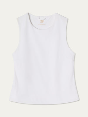 The We Norwegians Honor Top Women is a cropped sleeveless top with a round neckline, simple clean design, and high-performance fabric, shown laid flat against a plain background with no visible embellishments.