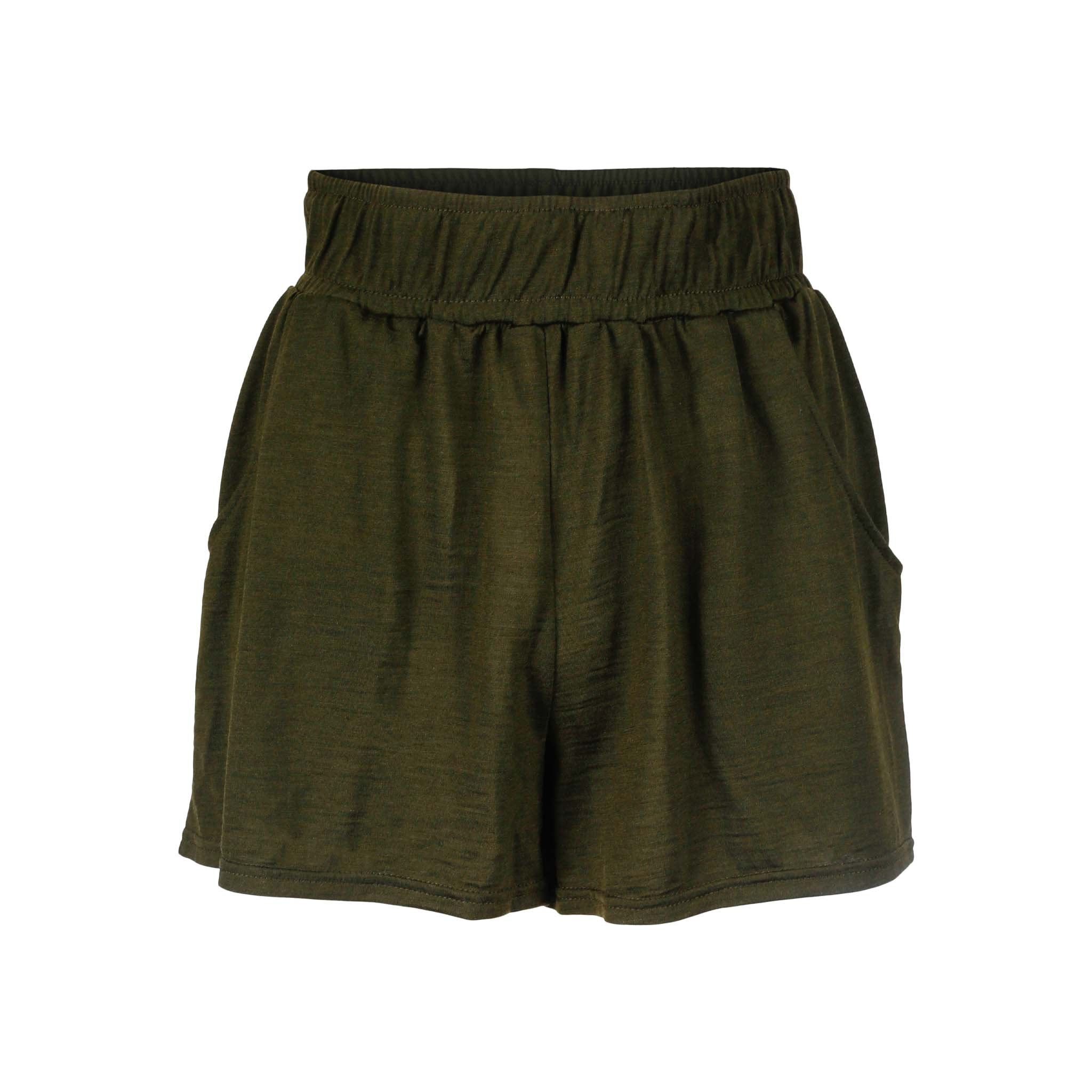 Merino Wool Shorts Women Olive Green