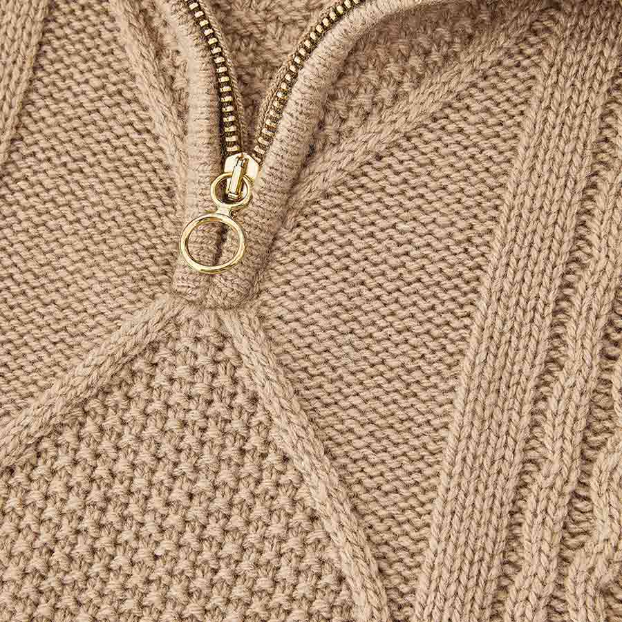 Kvitholmen Zip-Up Sweater Women Camel
