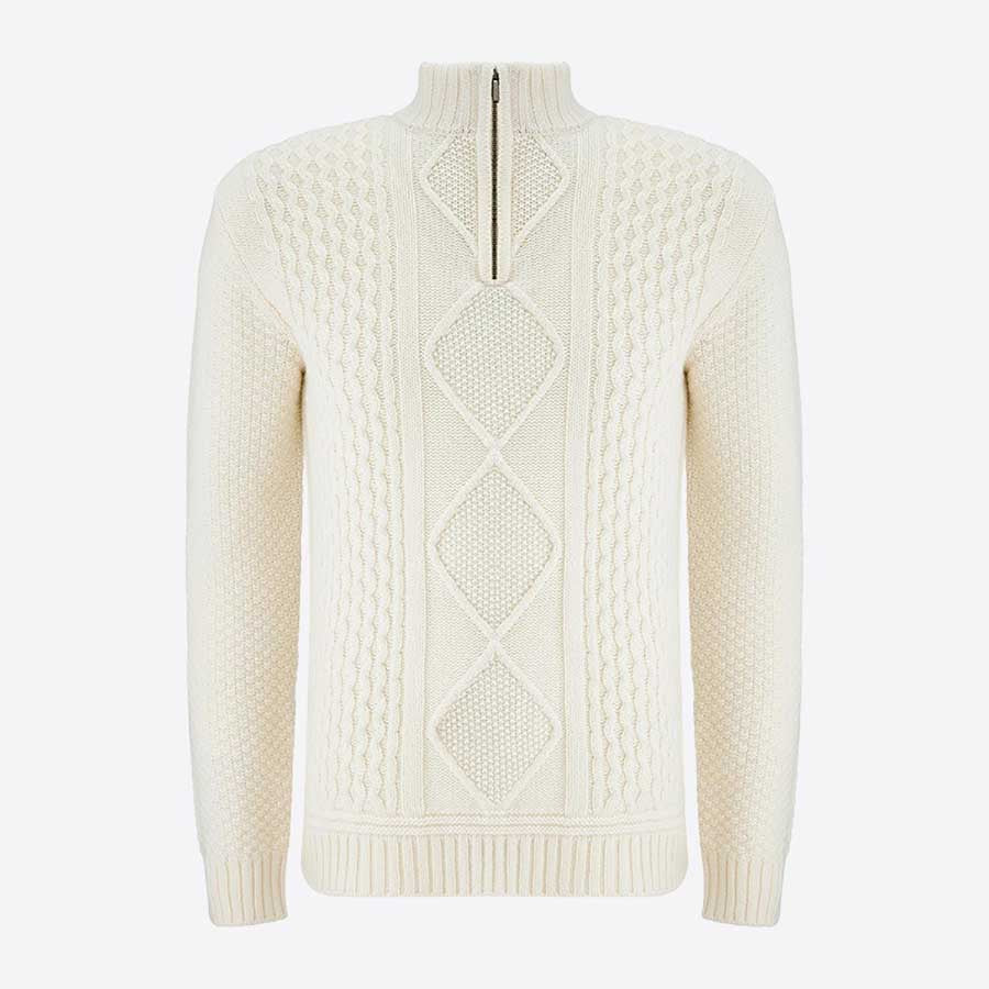 Kvitholmen Zip-Up Sweater Men Off White