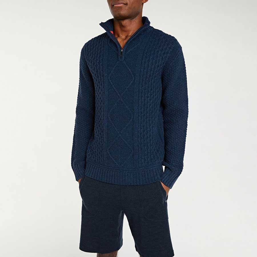 Kvitholmen Zip-Up Sweater Men Navy