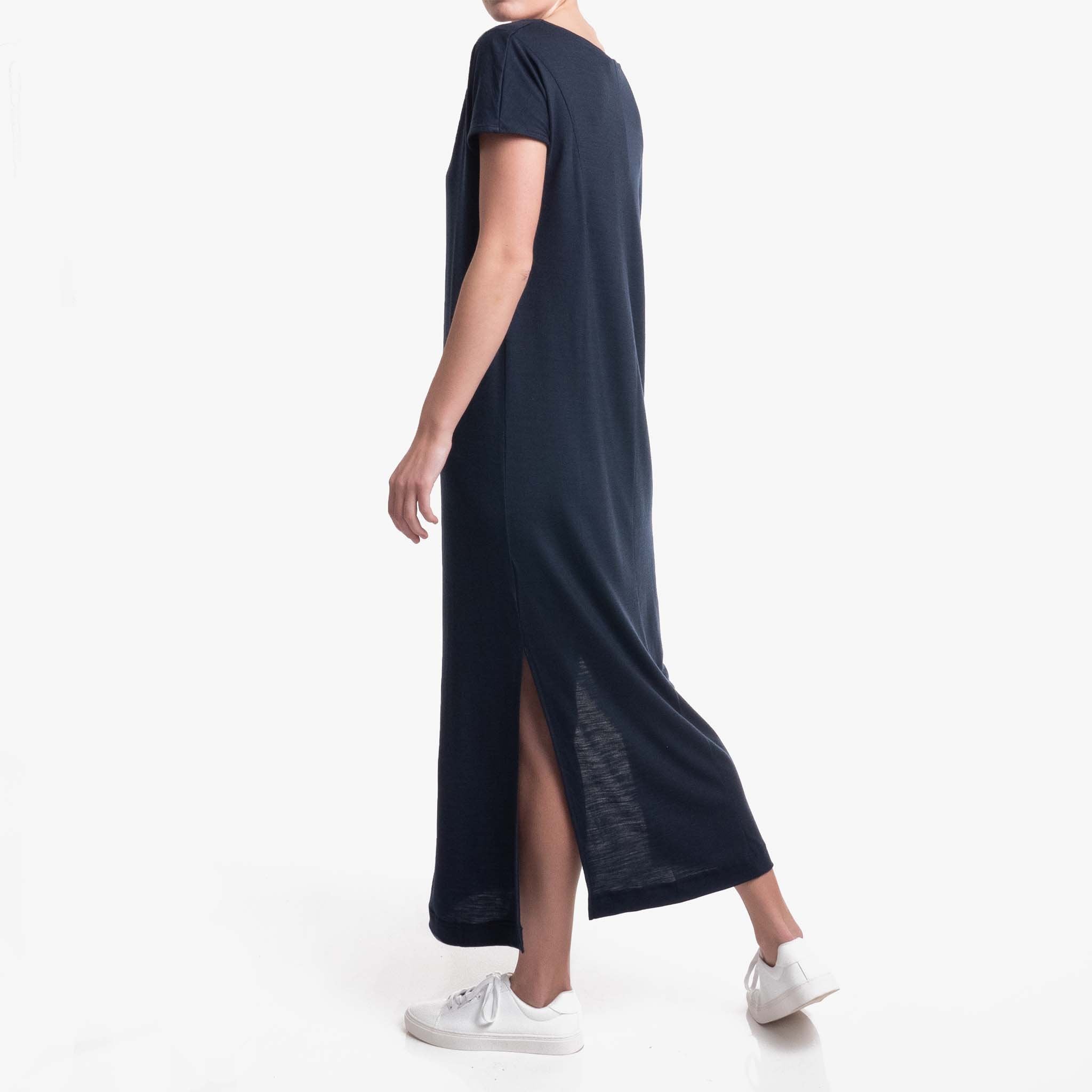 Merino Wool Dress Women Navy