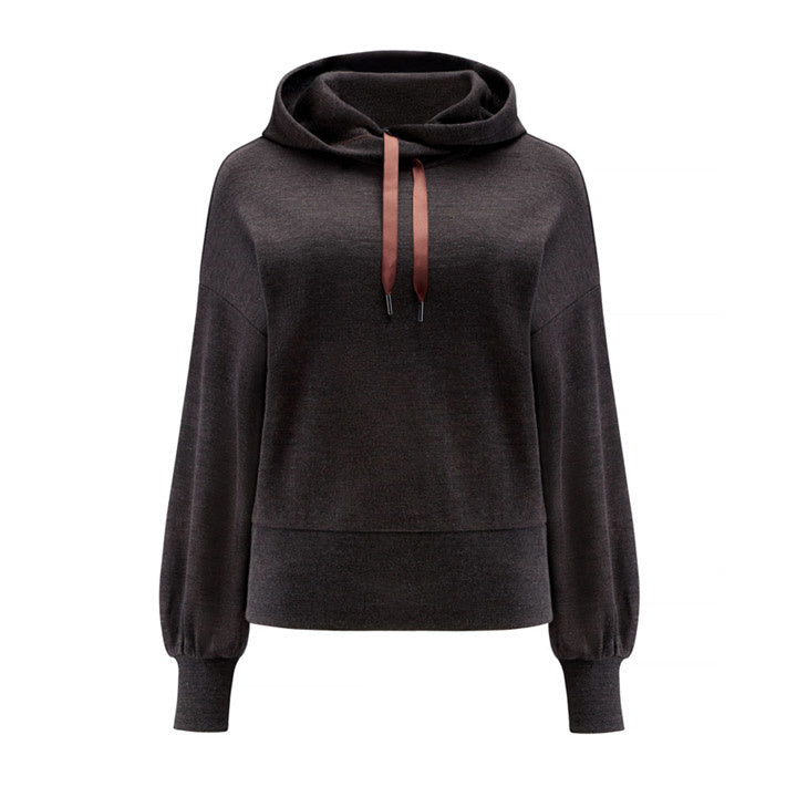 Merino Wool Hoodie Women Brown