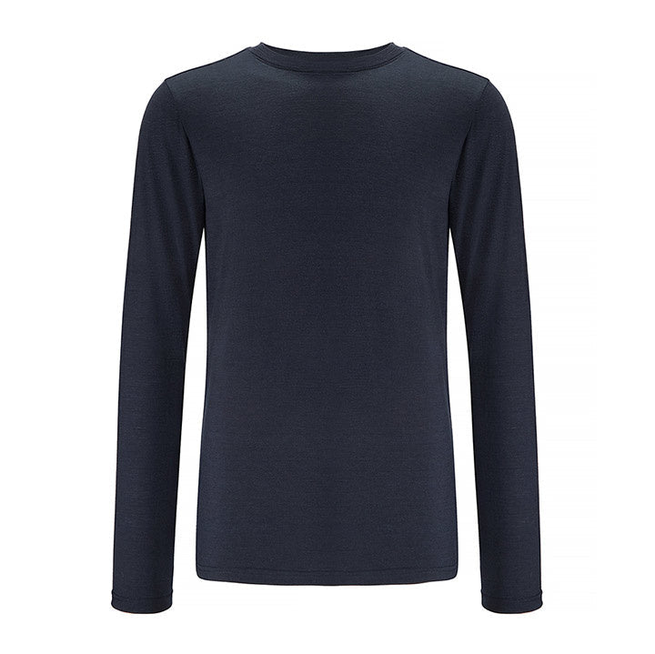 Merino Wool Long Sleeve Shirt Men Navy